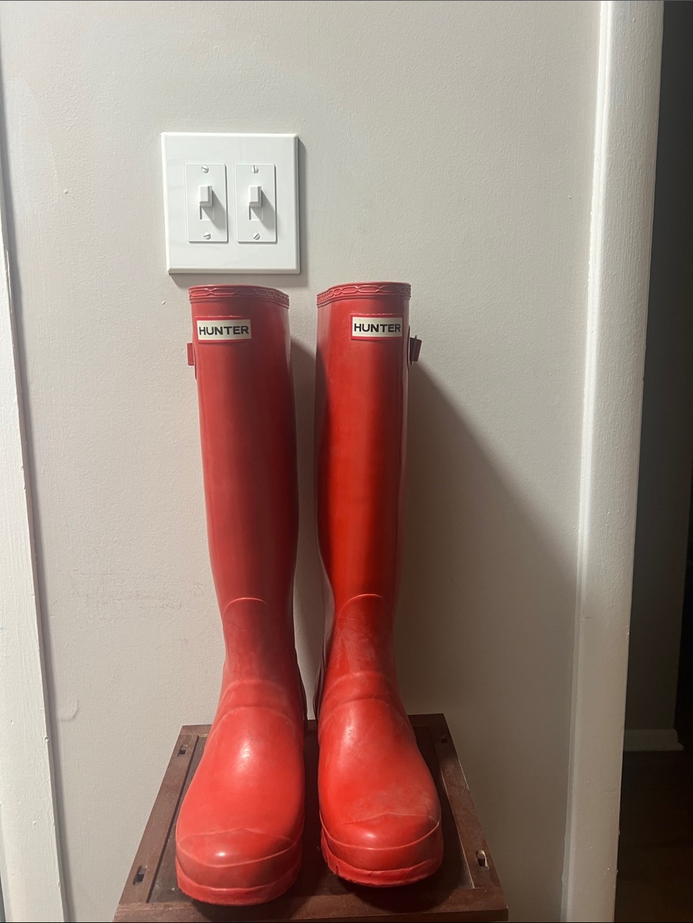 Hunter Red Tall Gloss Rubber Rain Boots